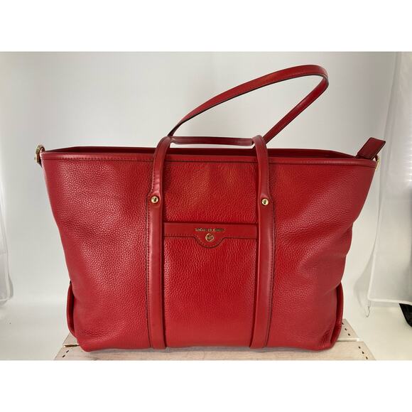 MICHAEL KORS, RED PEBBLED LEATHER XL EVERYDAY SHOULDER BAG - Picture 1 of 16